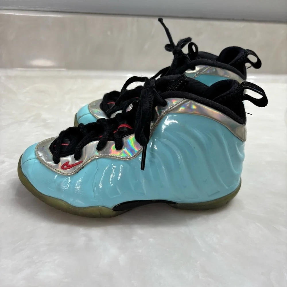 Aqua Iridescent Foamposite Sneakers | Nike Little Posite Pro 12.5